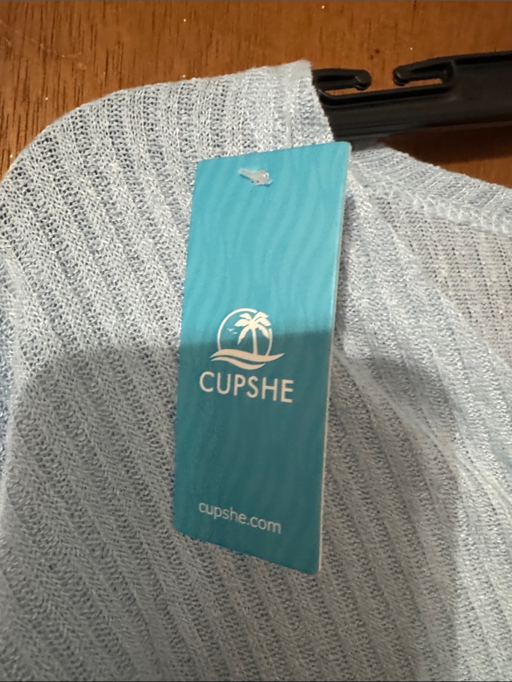 Light Blue Ribbed Button-Front Top & short set - Picture 5 of 7